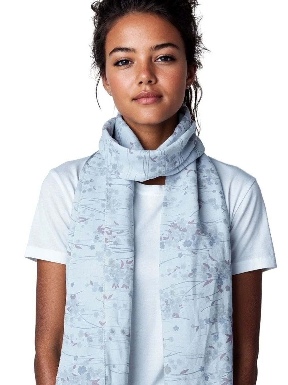 Light Cream Floral Print Scarf - Women Accessories